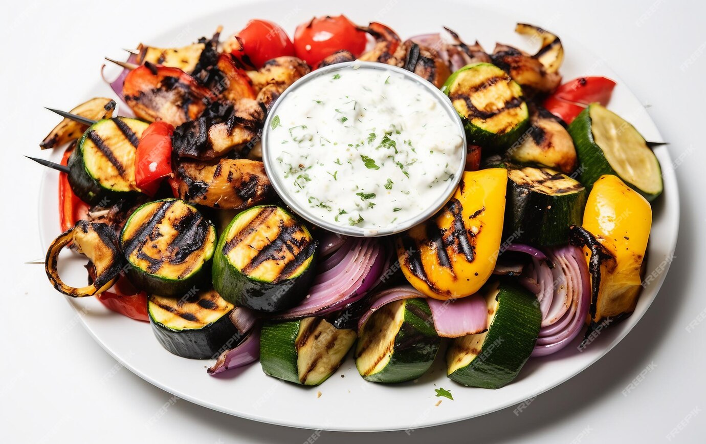 Grilled Vegetable Skewers with Tzatziki