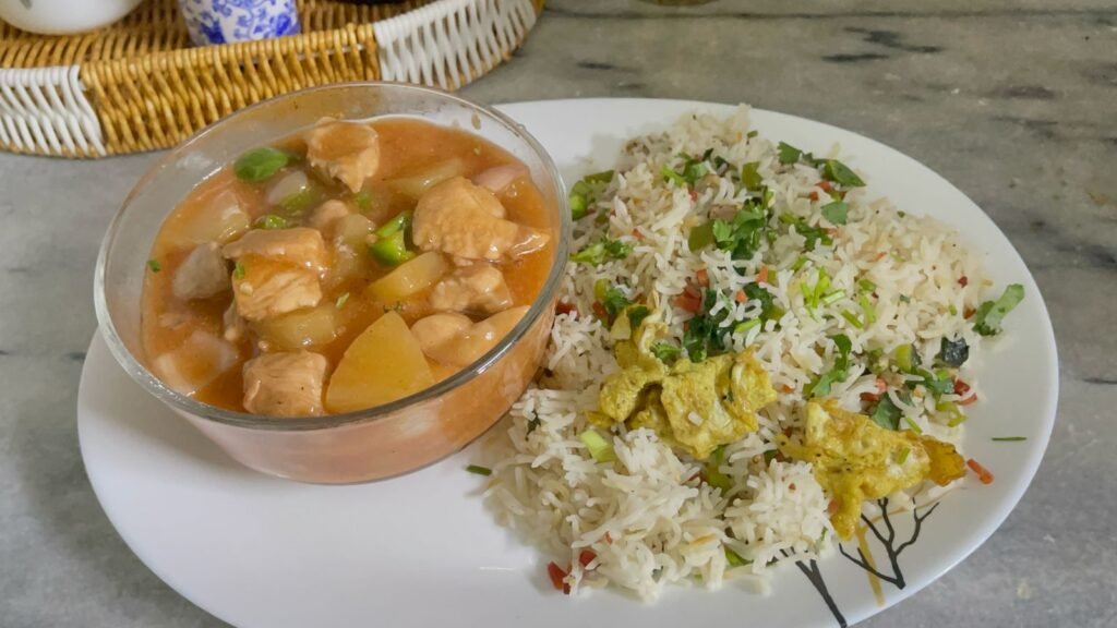 Delicious Pineapple Chicken & Chicken Egg Fried Rice Recipe