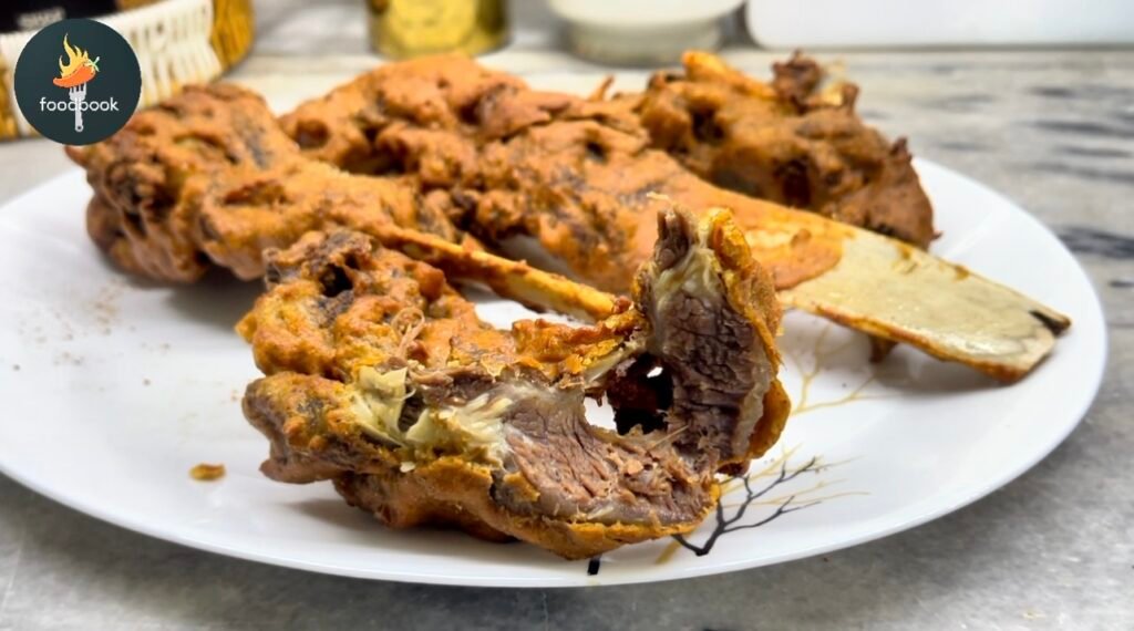 Crispy Beef Champ Roast served on a platter with chaat masala