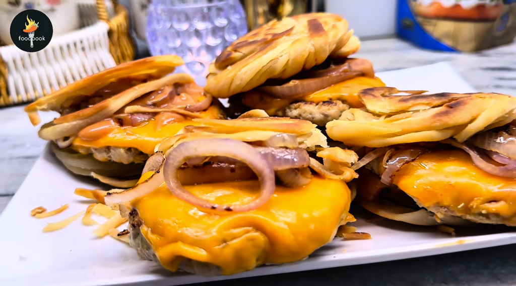 Crispy Chicken Lacha Paratha Smash Burger at Home