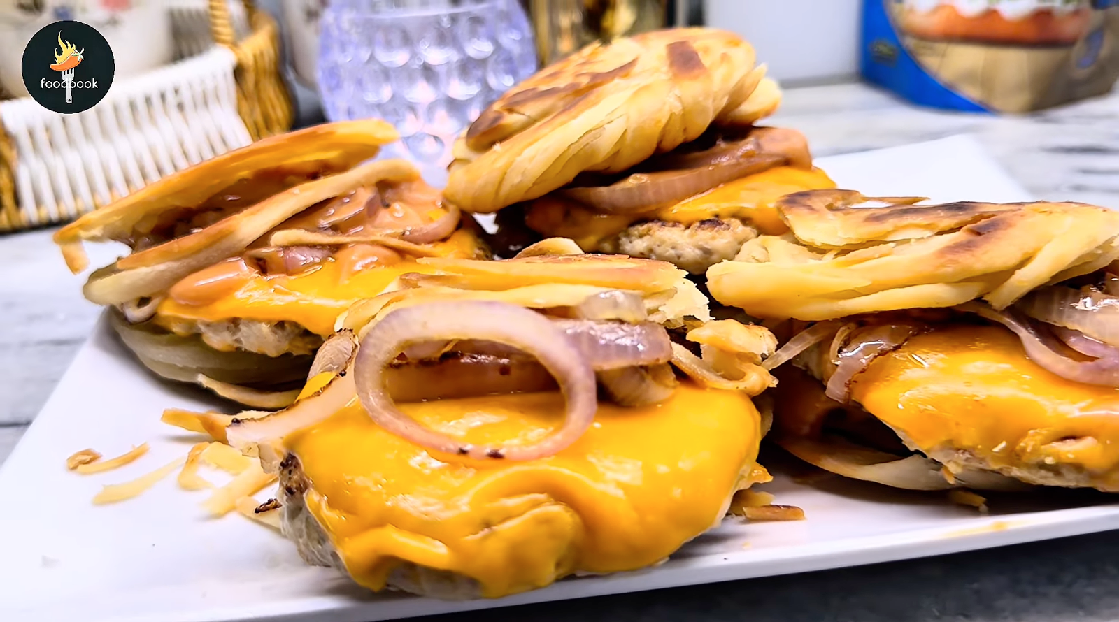 Crispy Chicken Lacha Paratha Smash Burger at Home